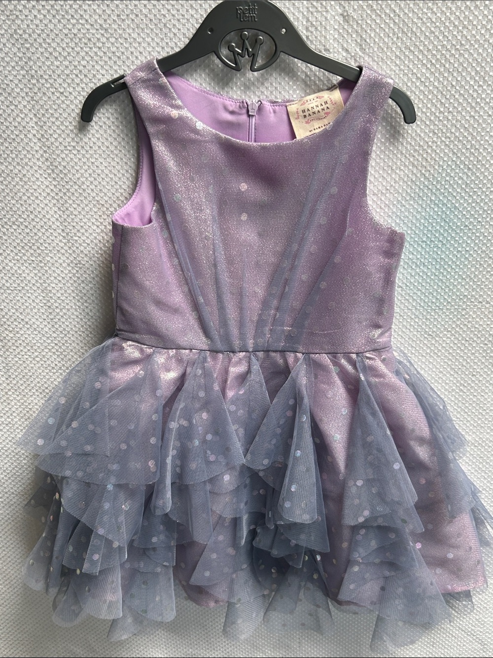 Hannah Banana Lavender Purple Layered Tulle Party Dress. NWT. Fully lined.
